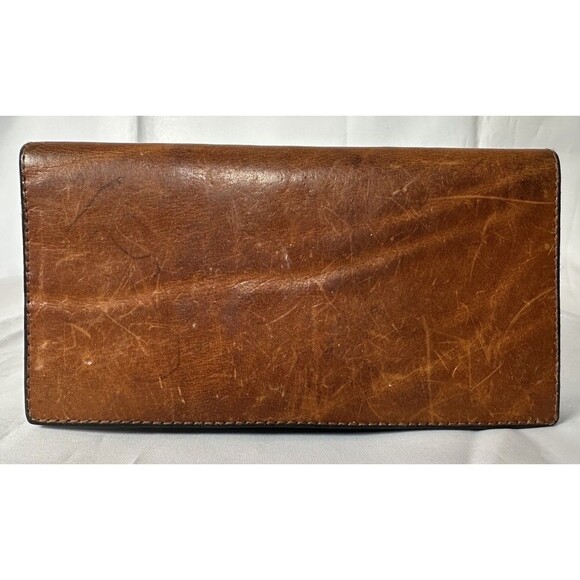 Dark Star Brown Leather Western Southwestern Vintage Checkbook Cover - Picture 3 of 5